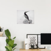 Zwarte en witte Kingfisher Poster (Thuiskantoor)