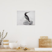 Zwarte en witte Kingfisher Poster (Keuken)