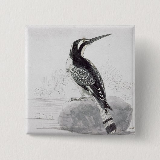 Zwarte en witte Kingfisher Vierkante Button 5,1 Cm (Voorkant)