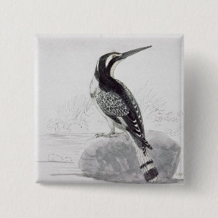 Zwarte en witte Kingfisher Vierkante Button 5,1 Cm