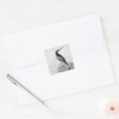Zwarte en witte Kingfisher Vierkante Sticker (Envelop)