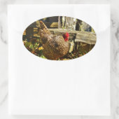 Zwarte en witte kip op de boerderij ovale sticker (Tas)