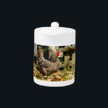 Zwarte en witte kip theepot<br><div class="desc">Zwarte en witte kip in het Boerderij Yard Rooster bij het Boerderij Foto door Sandy Closs. " kippenliefje " " " " colector " " " kipkip " " colorful chicken " " " colorful chicken " " " " " " " " kip " " " " " "...</div>