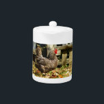 Zwarte en witte kip theepot<br><div class="desc">Zwarte en witte kip in het Boerderij Yard Rooster bij het Boerderij Foto door Sandy Closs. " kippenliefje " " " " colector " " " kipkip " " colorful chicken " " " colorful chicken " " " " " " " " kip " " " " " "...</div>