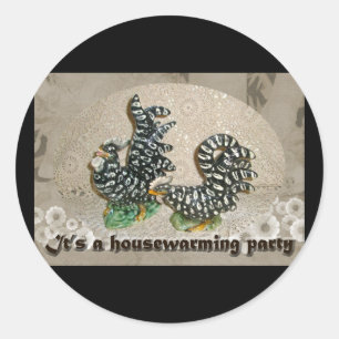 Zwarte en witte kippen Housewarming Stickers