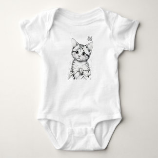 Zwarte en Witte Kitten uit Grootmoeders Tijd Romper