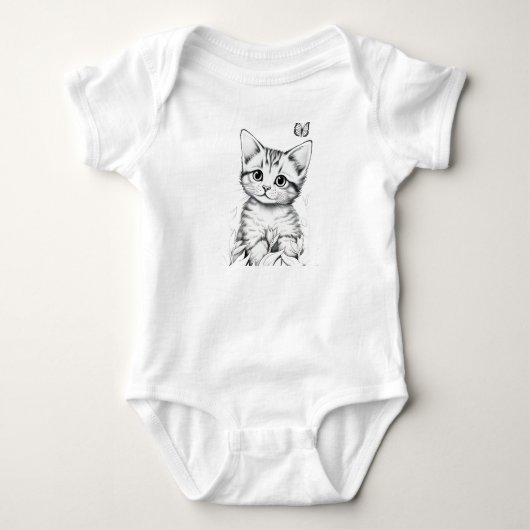 Zwarte en Witte Kitten uit Grootmoeders Tijd Romper (Voorkant)