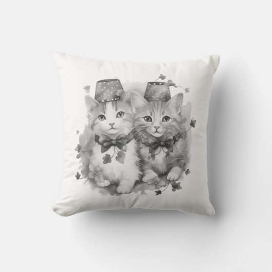 Zwarte en witte kittens kussen (Voorkant)