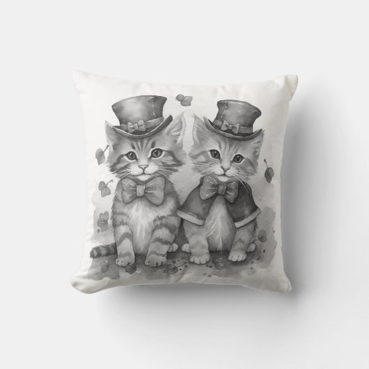 Zwarte en witte kittens kussen (Voorkant)