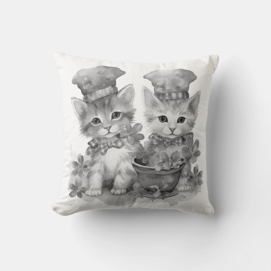 Zwarte en witte kittens kussen (Voorkant)