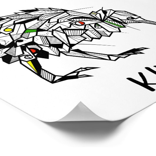 Zwarte en witte kiwi poster (Hoek)