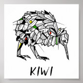 Zwarte en witte kiwi poster (Voorkant)