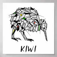 Zwarte en witte kiwi