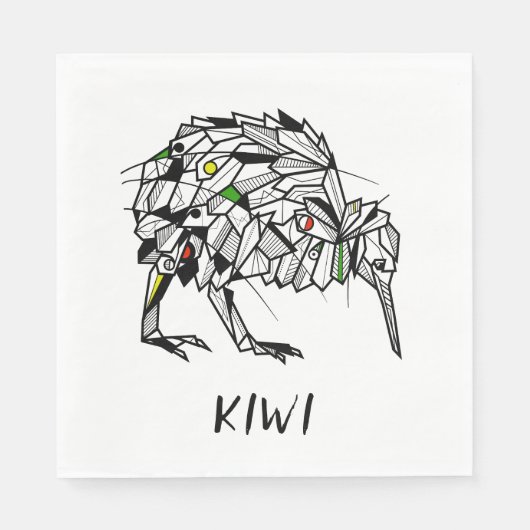 Zwarte en witte kiwi servet (Voorkant)