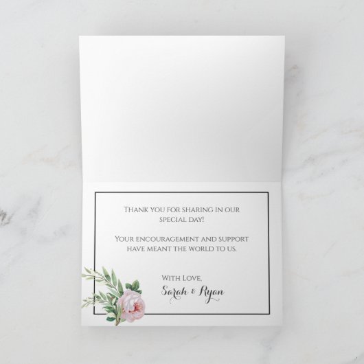Zwarte en witte klassieke bruiloft Hartelijk dank Bedankkaart (Binnen)