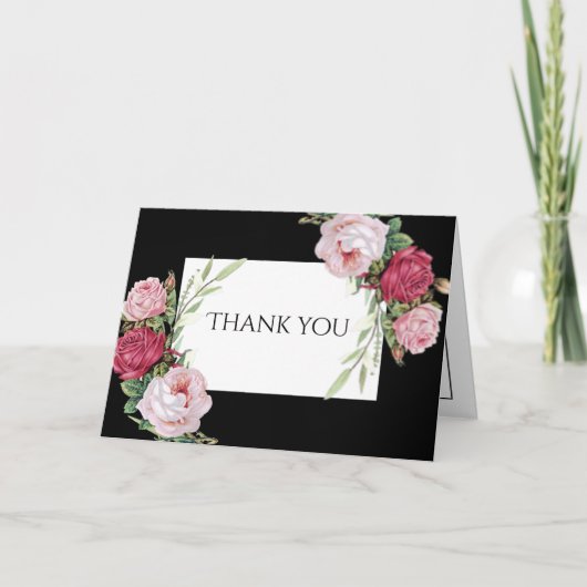 Zwarte en witte klassieke bruiloft Hartelijk dank Bedankkaart (Voorkant)