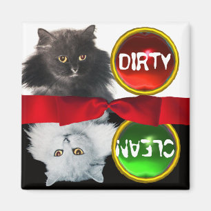 ZWARTE EN WITTE KLEINKLEINE KATTEN MAGNEET