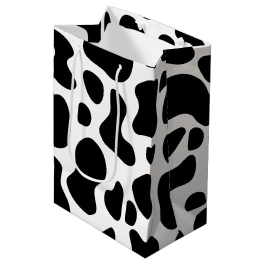 Zwarte en witte Koe Afdrukdag Medium Cadeauzakje (Voorkant Gekanteld)