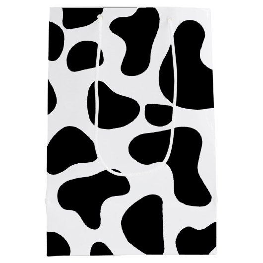 Zwarte en witte Koe Afdrukdag Medium Cadeauzakje (Achterkant)
