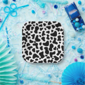 Zwarte en witte Koe Afdrukdag Papieren Bordje (Feest)