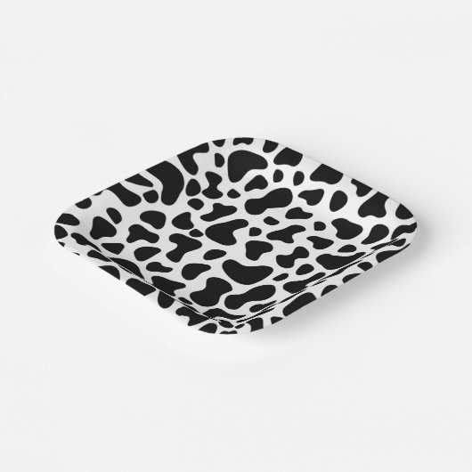 Zwarte en witte Koe Afdrukdag Papieren Bordje (Gebogen)