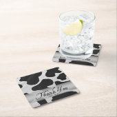 Zwarte en witte Koe Afdrukken Hartelijk dank Kartonnen Onderzetters (Insitu)