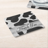 Zwarte en witte Koe Afdrukken Hartelijk dank Kartonnen Onderzetters (Schuin)