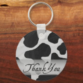Zwarte en witte Koe Afdrukken Hartelijk dank Sleutelhanger (Voorkant)