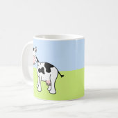 Zwarte en witte Koe Cartoon. Koffiemok (Voorkant links)