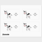 Zwarte en witte Koe Cartoon. Rechthoekige Sticker (Vel)