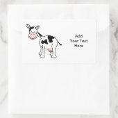 Zwarte en witte Koe Cartoon. Rechthoekige Sticker (Tas)