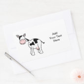 Zwarte en witte Koe Cartoon. Rechthoekige Sticker (Envelop)