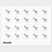 Zwarte en witte Koe Cartoon. Ronde Sticker (Vel)