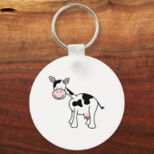 Zwarte en witte Koe Cartoon. Sleutelhanger (Voorkant)
