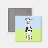 Zwarte en witte Koe Cartoon. Voorkant. Magneet (Voorkant / Achterkant)