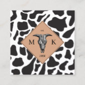 Zwarte en witte Koe Dierlijke Patrooncode QR Vierkante Visitekaartje (Voorkant)