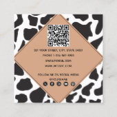Zwarte en witte Koe Dierlijke Patrooncode QR Vierkante Visitekaartje (Achterkant)