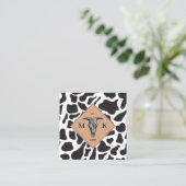 Zwarte en witte Koe Dierlijke Patrooncode QR Vierkante Visitekaartje (Staand voorkant)