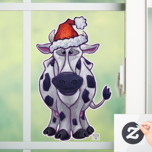 Zwarte en witte Koe kersttouwtjes Raamsticker (Huis)