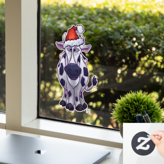 Zwarte en witte Koe kersttouwtjes Raamsticker (Kantoor)