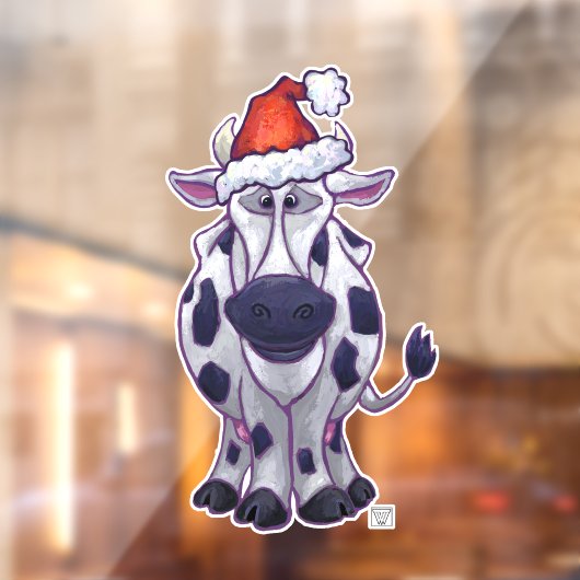 Zwarte en witte Koe kersttouwtjes Raamsticker (Vel 2)