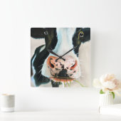 Zwarte en witte koe met Gordon Bruce art Vierkante Klok (Huis)