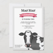 Zwarte en witte Koe met roze Boerderij op de werf Kaart (Voorkant)