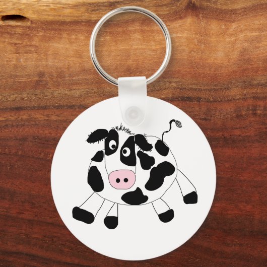 Zwarte en witte Koe Sleutelhanger (Voorkant)