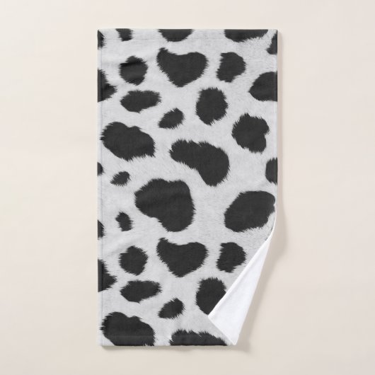 Zwarte en witte koe vlekken patroonpeltextuur bad handdoek (Handdoek)