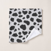 Zwarte en witte koe vlekken patroonpeltextuur bad handdoek (Wasdoekje)