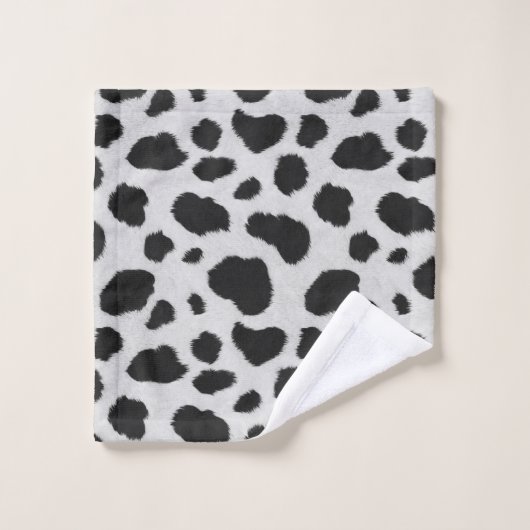Zwarte en witte koe vlekken patroonpeltextuur bad handdoek (Wasdoekje)