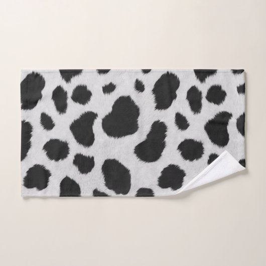 Zwarte en witte koe vlekken patroonpeltextuur bad handdoek (Handdoek)