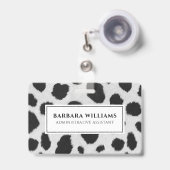 Zwarte en witte koe vlekken patroonpeltextuur badge (Voorzijde met uittrekbare clip)