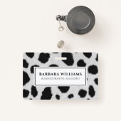 Zwarte en witte koe vlekken patroonpeltextuur badge (Voorkant met intrekbare)